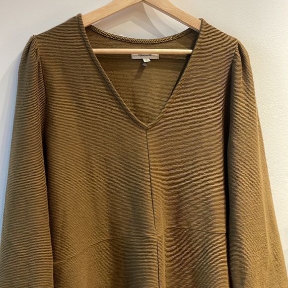 Madewell Texture and Thread Balloon Sleeve Ponte Dress in Olive Green NWOT - Picture 8 of 12